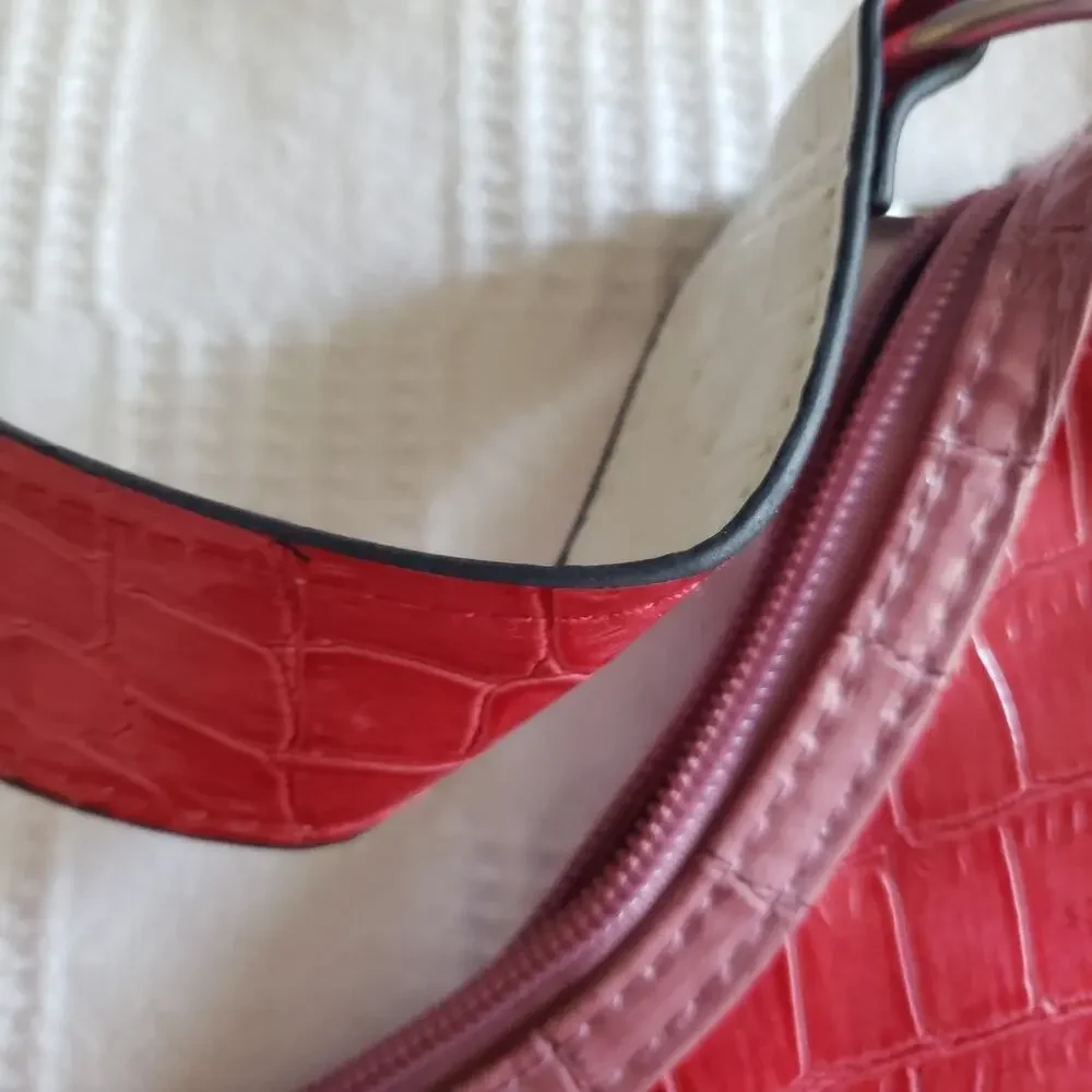 Vintage Y2K Bongo Hobo Shoulder Bag NWT Kmart Faux Croc Pink Red White Purse Zip